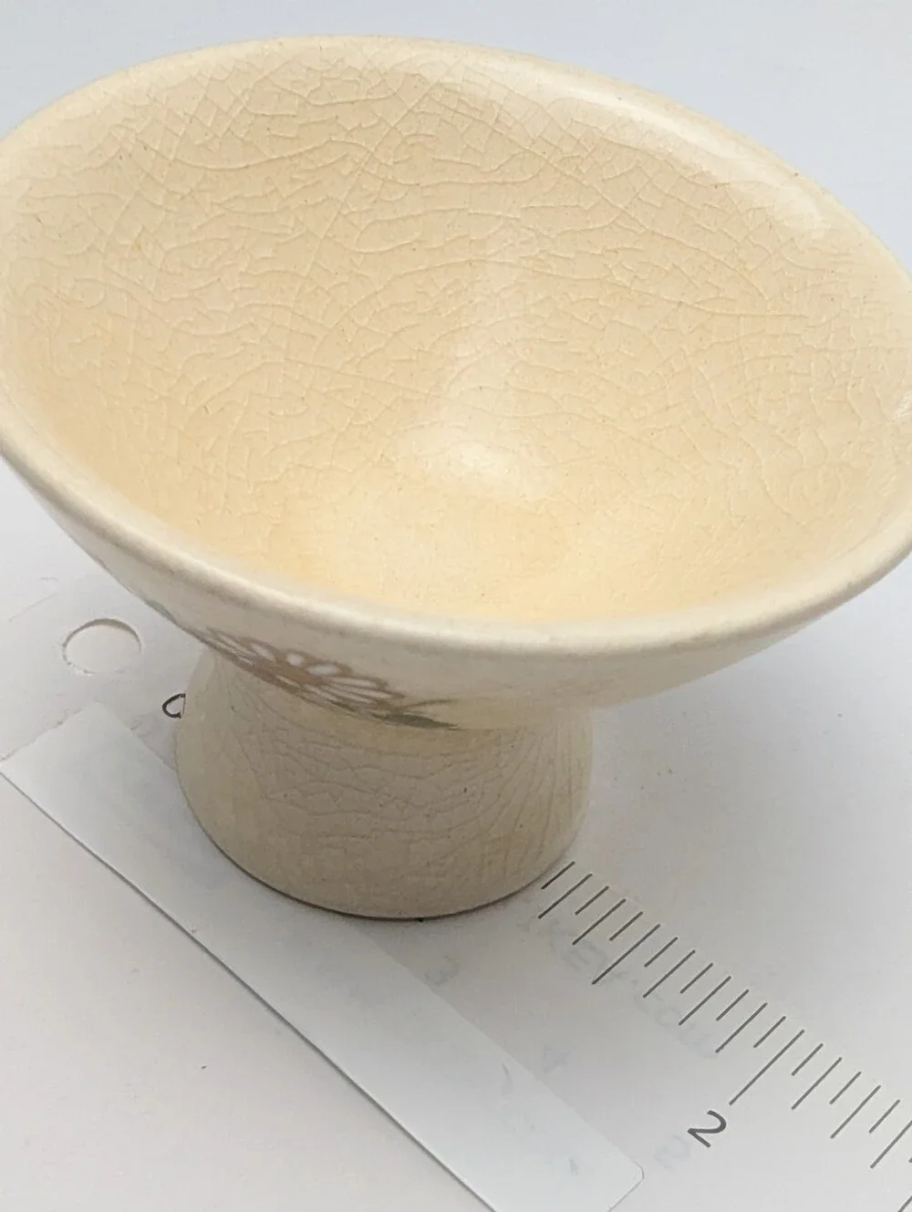 Cream‎ Floral Pedestal Sake Cups Japan Bowls - Set of 2 Tea Mid-century Rare